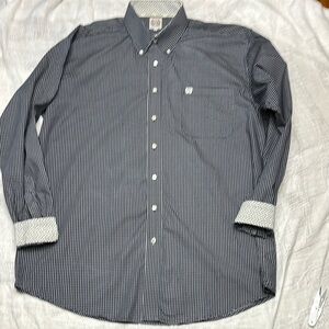 Cinch Black and White Casual Button Down Shirt XL
